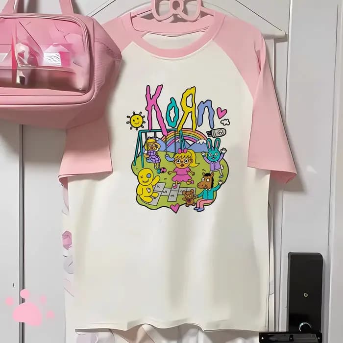 Korn Tee femmes imprimé design streetwear haut jeune femme japonais anime vêtements