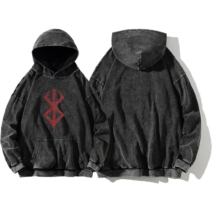 Guts Logo graphique vêtements Berserk Anime à capuche hommes femmes Vintage lavé sweats