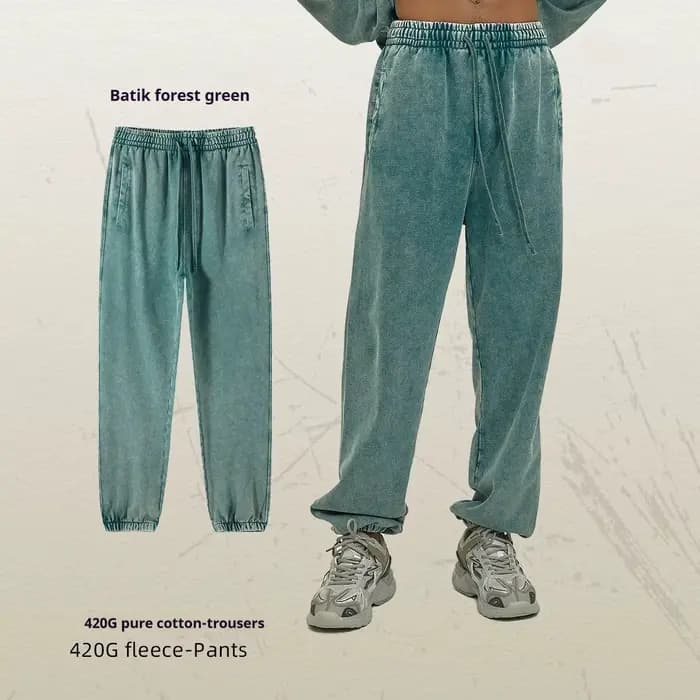 Pantalons de survêtement Joggers femmes hommes Vintage lavage en détresse léger ourlet rond délavé blanc