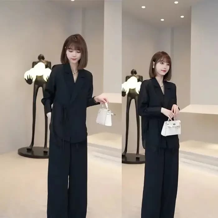 Haut et pantalon de célébrité de tempérament de mode de bouton de piedmont de loisirs