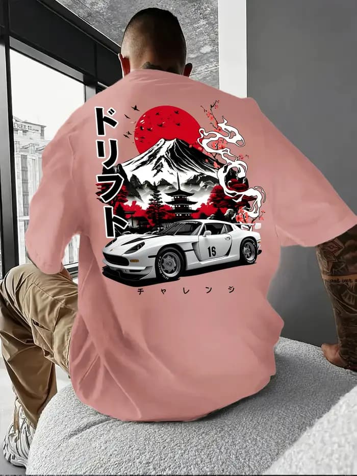 Le nouveau T-shirt pour hommes d'été 2025 comprend un motif de voiture de sport japonais décontracté et à la mode imprimé à manches courtes