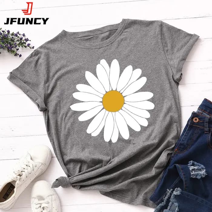 T-shirt à manches courtes pour femmes, 100% coton, graphique, été