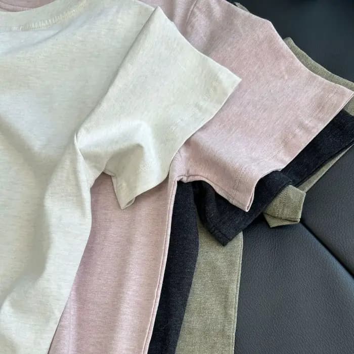 Haut décontracté à manches courtes et col rond pour femme en tissu pur coton biologique tissé uni