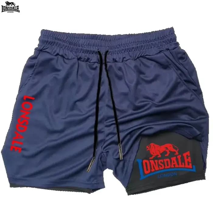 LONSDALE Short de sport double couche deux-en-un pour homme