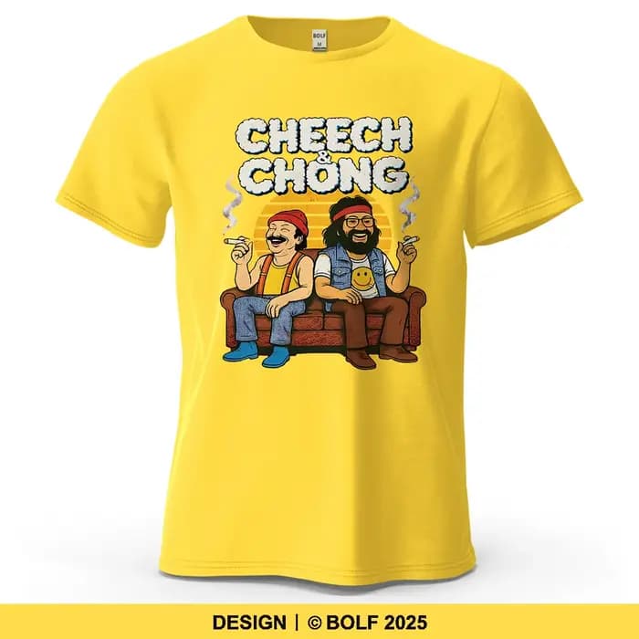 CHEECH & CHONG T-Shirt homme imprimé dessin animé 100% coton surdimensionné rétro drôle graphique t-shirts pour haut