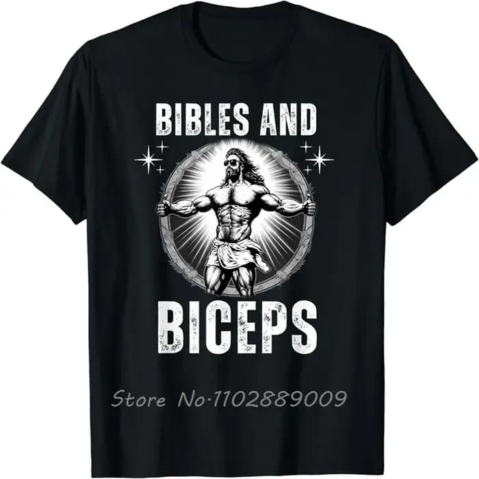 Bébles et Biceps musculation jésus Fitness drôle T-Shirt de gymnastique Streetwear unisexe couvertur