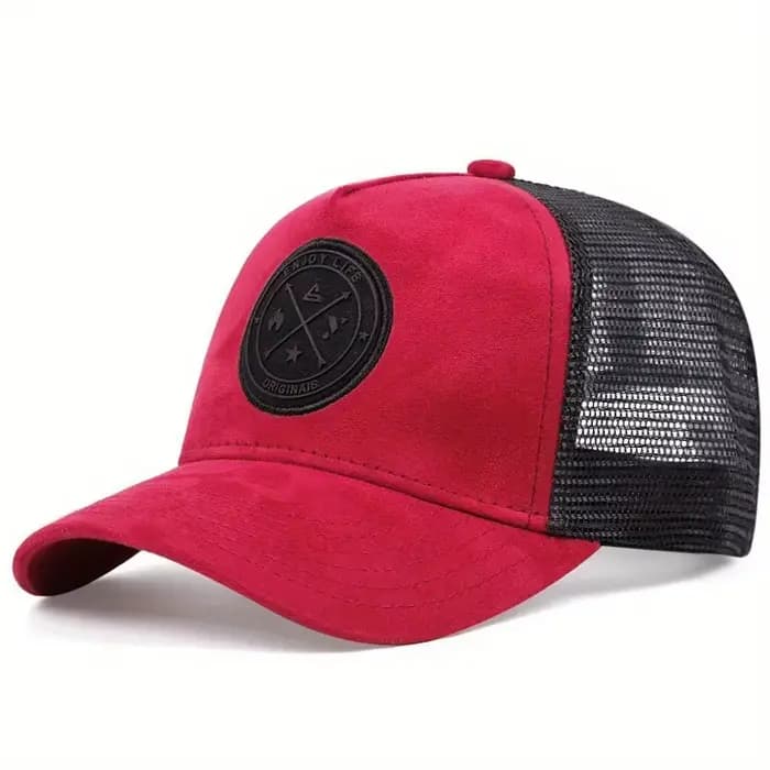 Casquette de baseball unisexe en similicuir pour hommes et femmes, style camionneur, avec patch lettre 'ENJOY LIFE', collection été, promotion