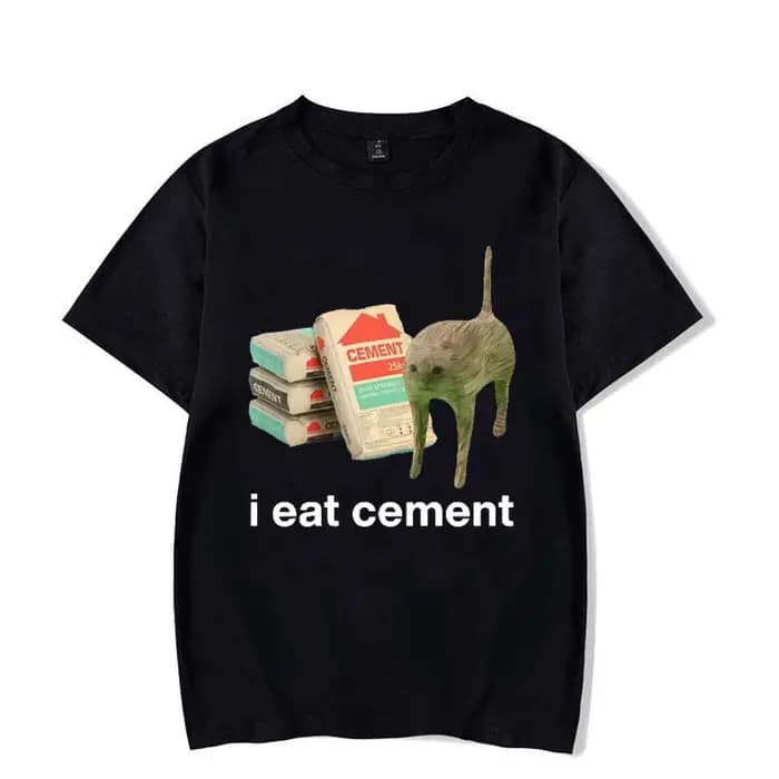 Je mange du ciment chat malte drôle Meme t-shirt pour hommes femmes mode décontracté à manches courtes t-shirts mâle surdimensionné t-shirts hauts