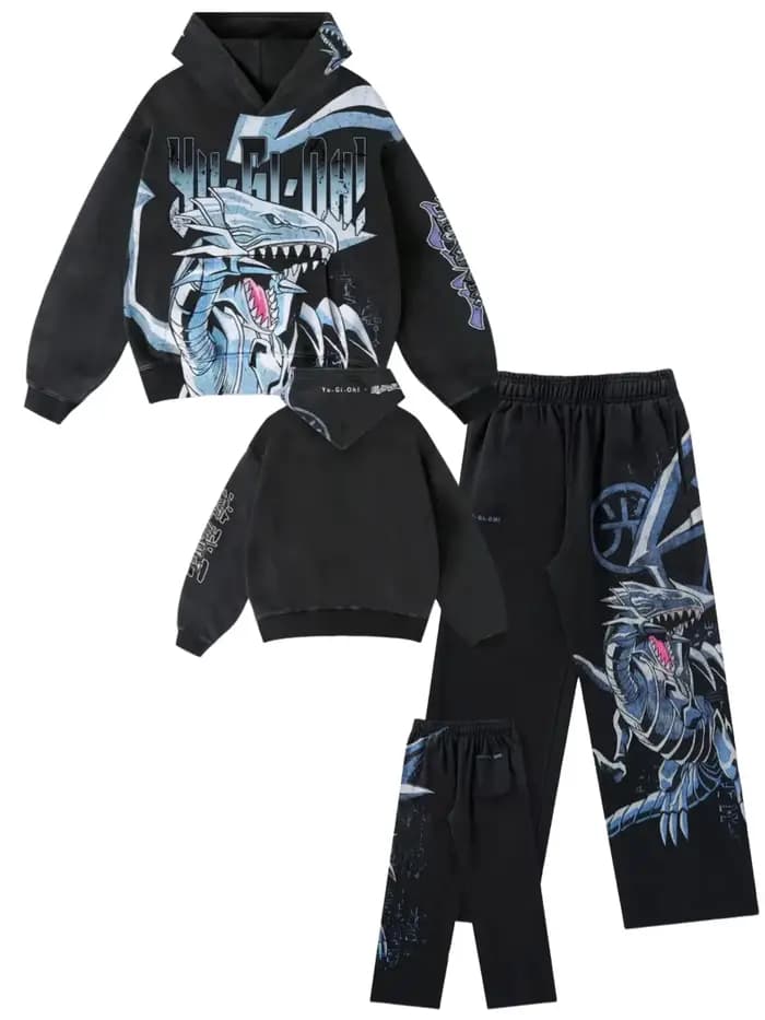 Yu-gi-oh sweat à capuche graphique ensembles pour hommes Grunge Streetwear