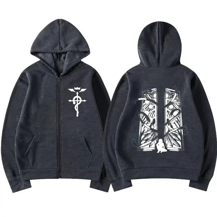 Sweat à capuche zippé Anime Fullmetal Alchemist Edward Elric pour hommes et femmes
