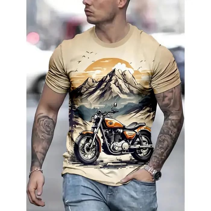 Cool moto graphique t-shirt pour hommes coloré cavalier 3D imprimé T-Shirts mode d'été à manches courtes hauts amples