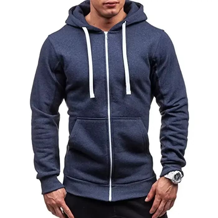 Sweat-shirt décontracté à capuche avec fermeture éclair pour homme