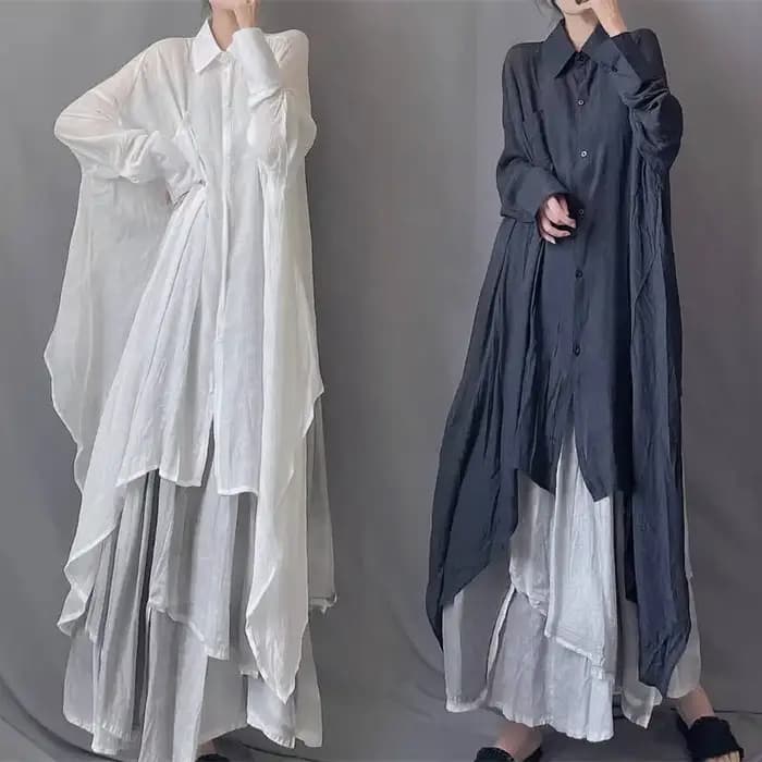 DEAT 2025 nouveau mince voir lancer Styles chauve-souris léger ample taille libre chemise longue Blouse