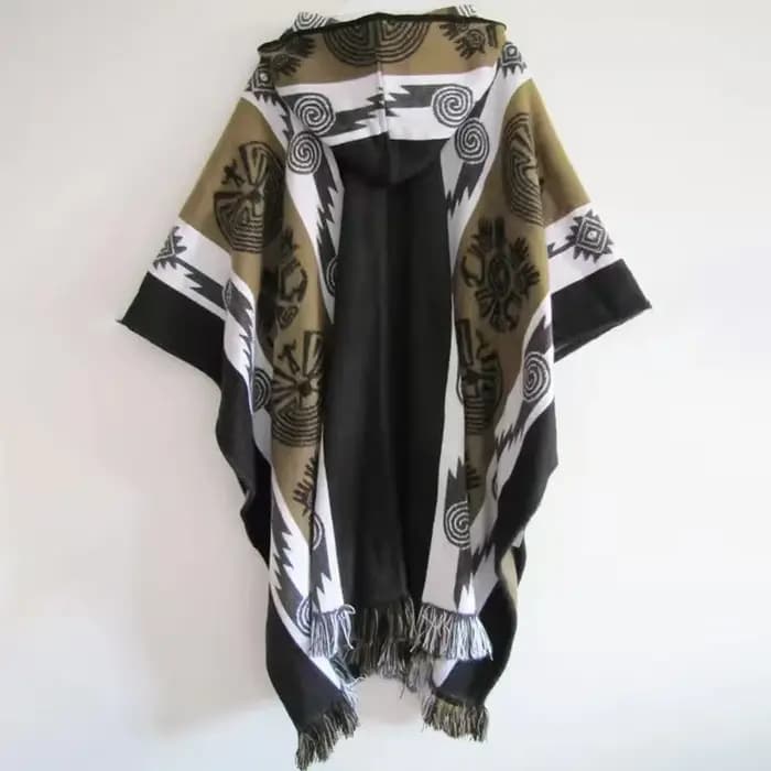 Mode hommes Poncho châle tricot rétro motif ethnique impression automne hiver coupe-vent femmes à capuche Cape mâle vêtements d'extérieur manteaux