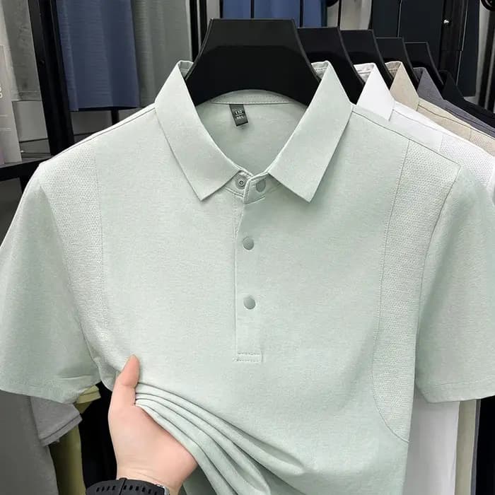 Chemises polo à manches courtes pour hommes avec empiècements en maille, classiques, décontractées, douces, confortables et résistantes aux plis