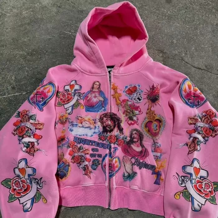 2025 rue vêtements de sport motif rétro sweat à capuche imprimé tempérament ample hommes