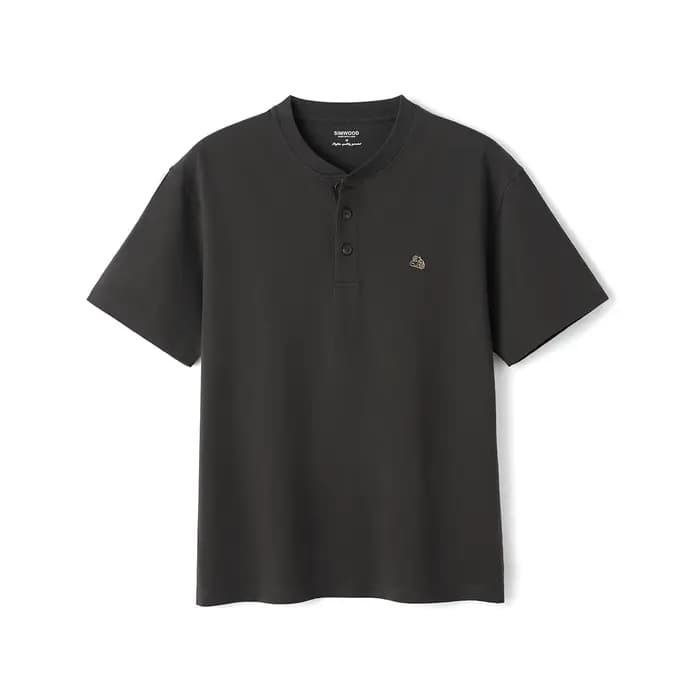 SIMWOOD Nouveauté Été 2026 T-shirts Homme en Tissu Sorona 230 g/m² Col Henley Grandes Tailles Vêtements de Marque