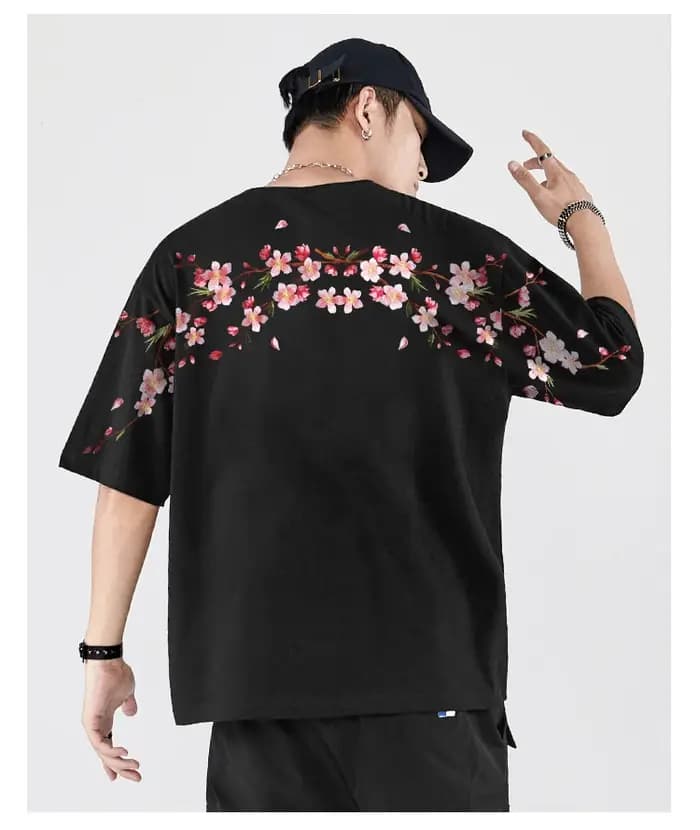 Broderie t-shirt hommes femmes fleur lâche