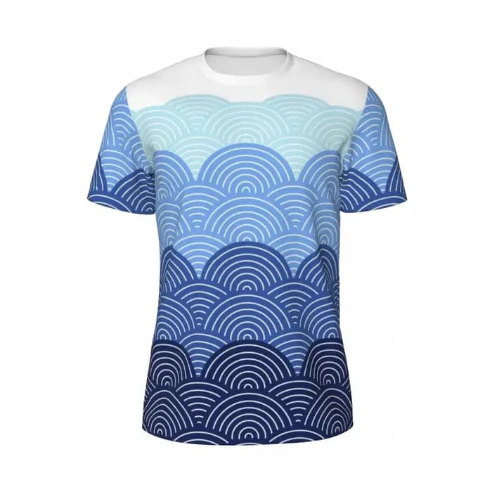 T-Shirt de sport pour hommes japonais Seigaiha imprimé T-Shirts Hippie vagues bleues plage T-Shirt c