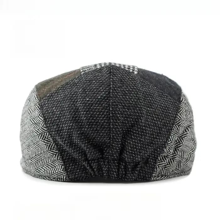 1 pièce Casquette plate pour homme en tweed patchwork, style vintage à carreaux et chevrons, casquette de newsboy, casquette Ivy à dos élastique, casquette de conduite pour gentleman britannique, casq