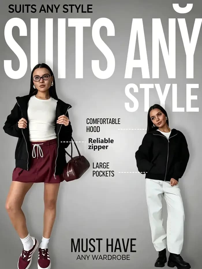 Sweat à capuche zippé oversize pour femme