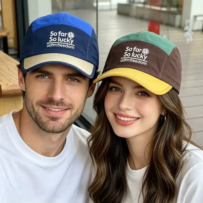 Casquette de baseball à cinq panneaux color-block pour hommes et femmes