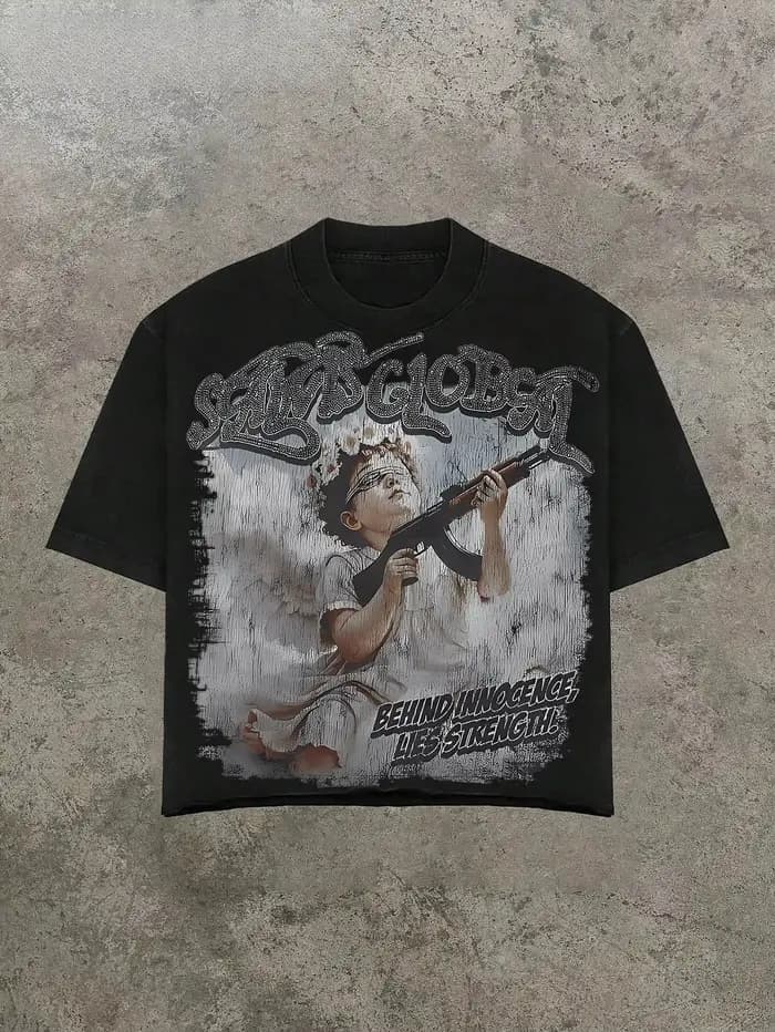 Valley & Dreams T-shirt rétro style sombre Y2k Streetwear tendance en coton avec motif pour hommes et femmes – Collection été