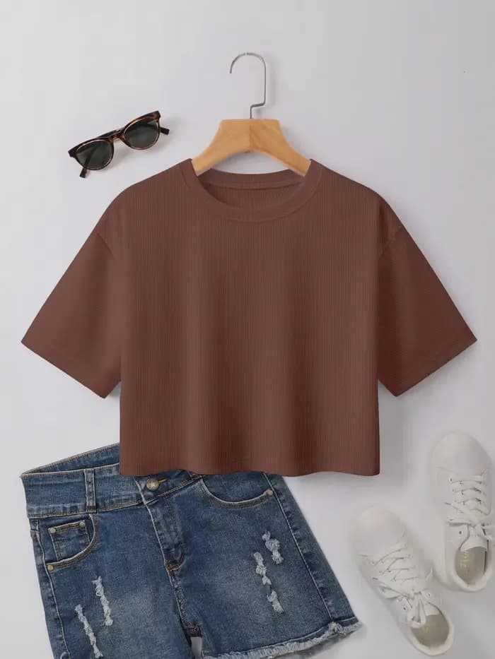 T-shirt basique Clean Girl surdimensionné, uni, à manches courtes et col rond, pour femme, style str