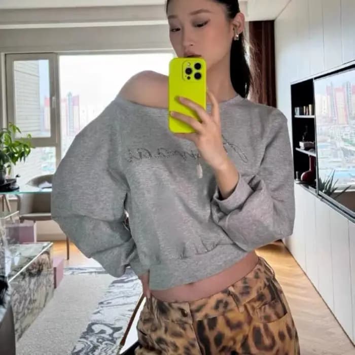 Sweats à capuche pour femmes Streetwear d'automne, Off Initiated, Seductive Cropped, All-match PVD, Baggy Fashion, Print Design, Aesthetic Casual