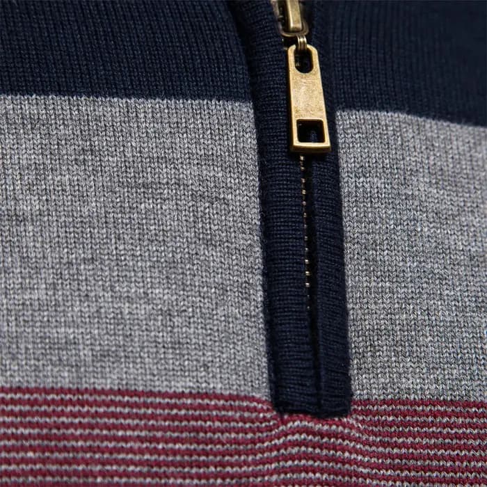 AIOPESON hommes Patchwork pull pull coton décontracté fermeture éclair col montant pull pour hommes
