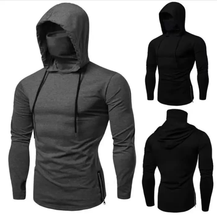 2025 Hommes Cagoule Sweat à capuche zippé Hiver Chaud Sweat-shirt décontracté avec masque facial