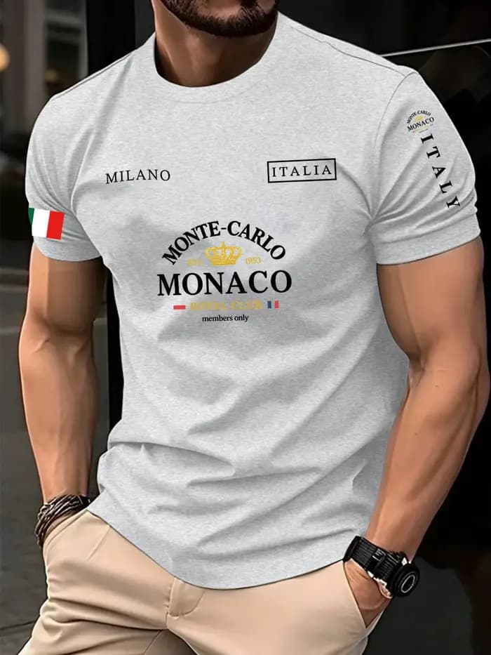 Monaco lettre drapeau imprimé 100% coton hommes femmes T-shirt été automne quotidien Sports de plein air fête décontracté ample rue à manches courtes
