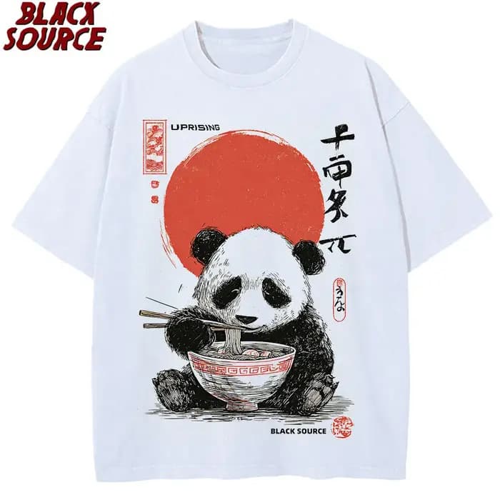 T0207 Panda profiter du temps t-shirts hommes femmes à manches courtes surdimensionné t-shirt ample été