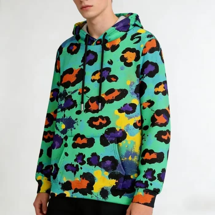Sweat à capuche imprimé animal coloré pour hommes