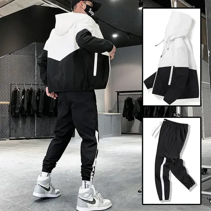 Ensemble de survêtement décontracté pour homme 2026 – Veste à capuche et pantalon de jogging 2 pièce