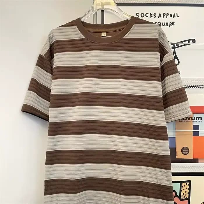 T-shirts rayés style preppy d'été pour hommes