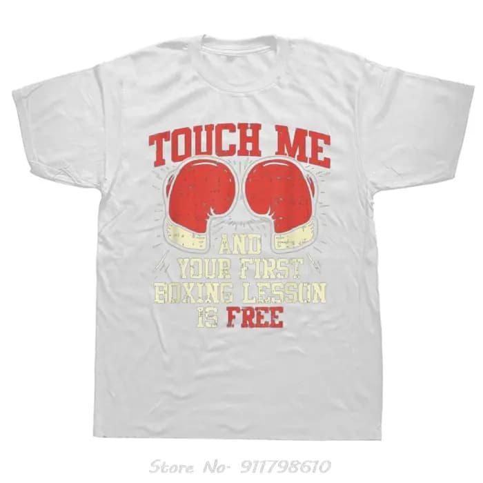 T-shirt surdimensionné drôle Touch Me et votre première leçon de boxe est gratuit vêtements pour hommes