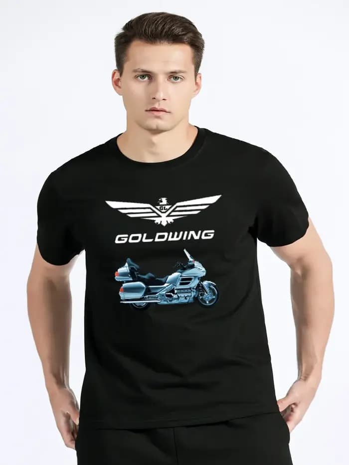 Silver Japanese Motorcycle Goldwing T-shirt Casual Fitness T Shirt Cotton Tops Tees Men's Clothing Oversized Unisex