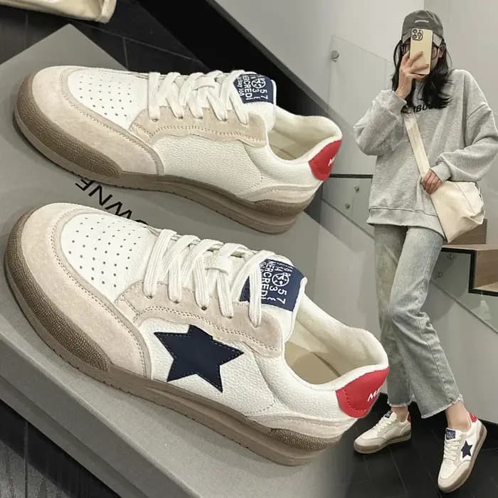 Nouvelles baskets pour femmes automne 2024, couleur contrastée, semelle épaisse, décontractées, mode polyvalente, chaussures à lacets, chaussures de ville pour femmes