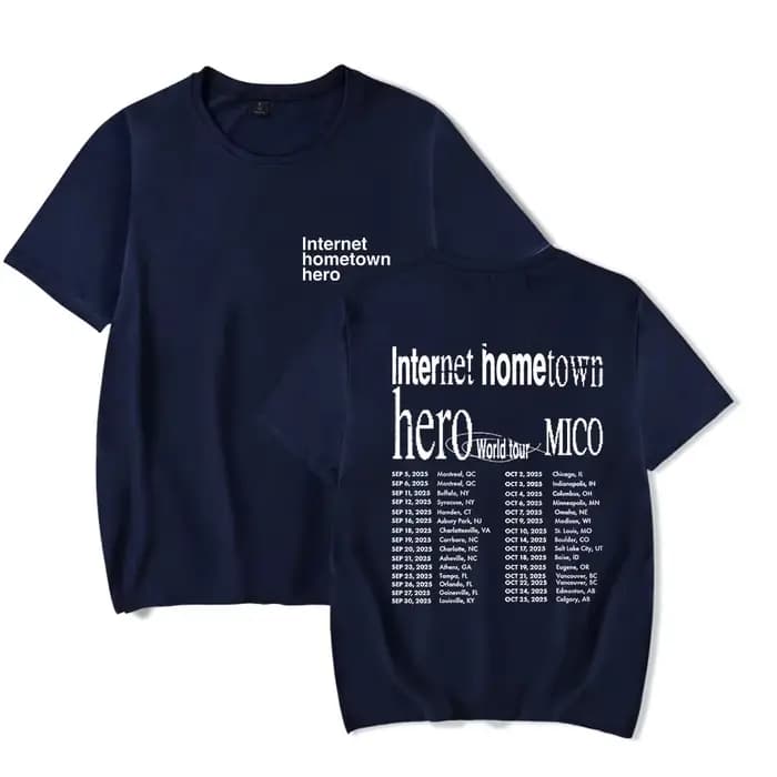 T-shirt d'été unisexe pour adultes à manches courtes MICO Merch Internet Hometown Hero World Tour