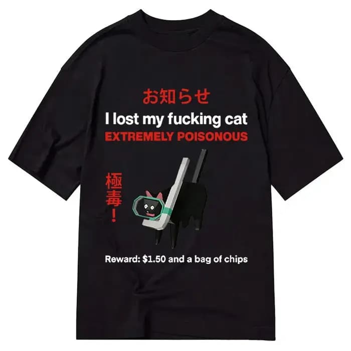 T-shirt décontracté à manches courtes pour hommes et femmes, imprimé Hip Hop « Funny Cat I Eat Cement », haute qualité, streetwear 2026