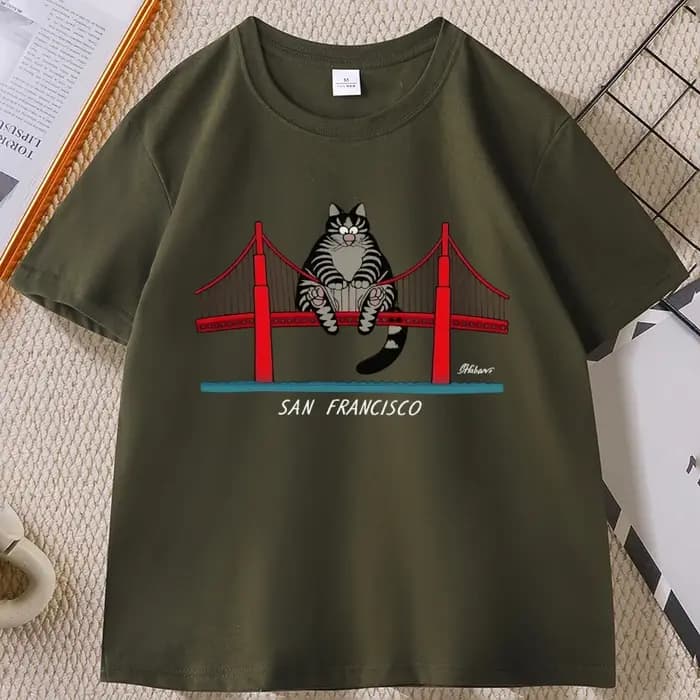 B-Kliban Cat San Francisco T-Shirt pour hommes et femmes