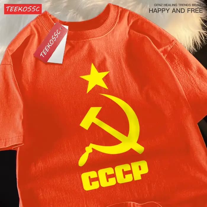 Cccp-T-shirt en Coton pour Homme et Femme, Motif Marteau, Faucille, Étoile, Dessin Animé, Personnali