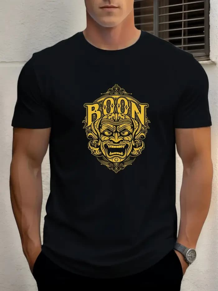 T-shirts pour hommes masque 100 % coton impression graphique été t-shirt col rond décontracté respirant style de rue haut quotidien