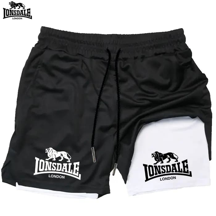 LONSDALE short de Fitness imprimé motif pour hommes Double couche 2 en 1 séchage rapide Fitness lois