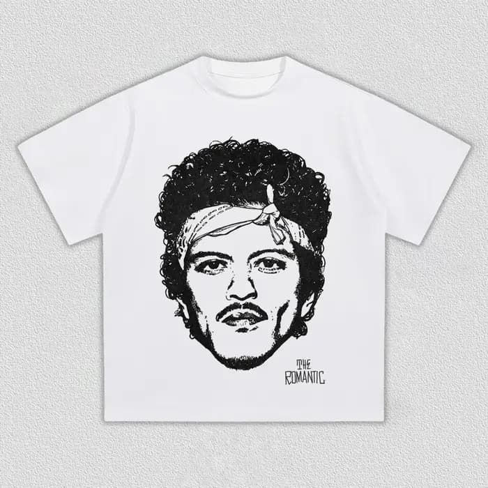 Bruno Mars The Romantic Vintage Graphic T-Shirt Hommes Femmes Casual Coton R&B Streetwear Retro Fan