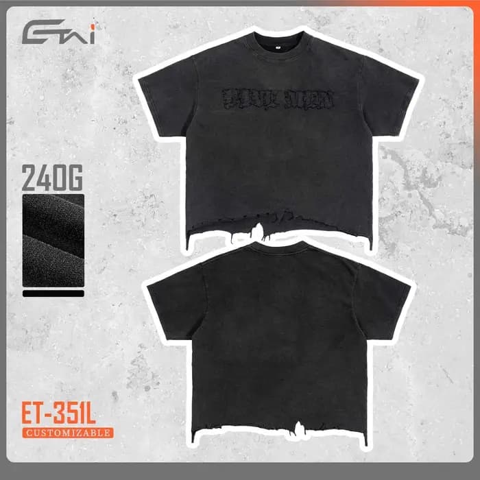 T-shirt Boxy Homme en Coton Premium Épais, Effet Délavé Vintage, Texture Vieillie, Style Rétro Streetwear, Coupe Ample, Basique Décontracté Tendance