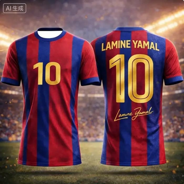 Nouveau Maillot de Foot Imprimé en 3D Lamine Yamal 2026 – T-shirt Sportif Respirant et Séchage Rapide pour l'Été et les Activités en Extérieur