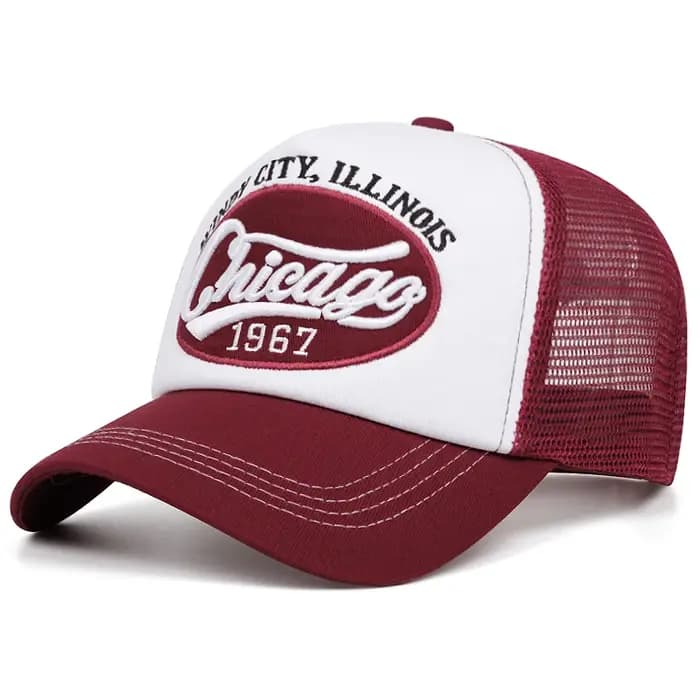 Casquette de baseball en éponge brodée avec lettres Chicago 1967