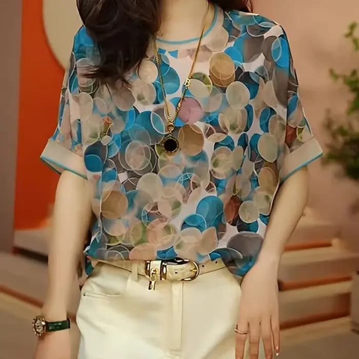 T-shirt imprimé à manches courtes pour femmes